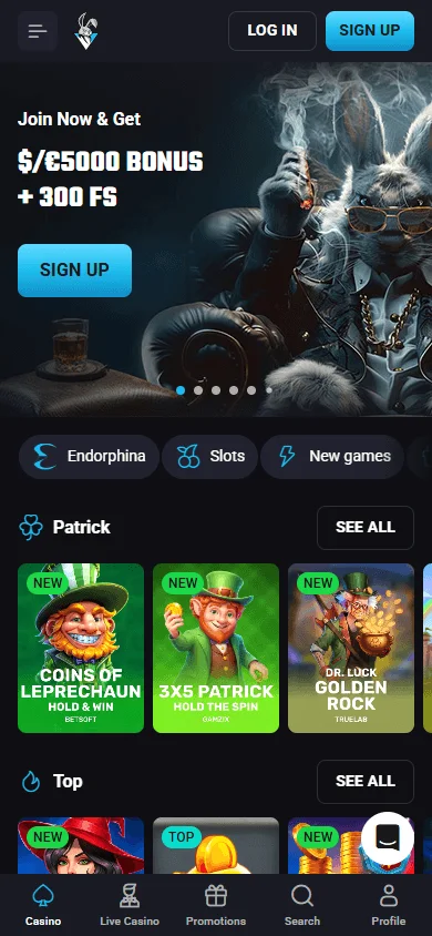 Playmojo Casino home on mobile